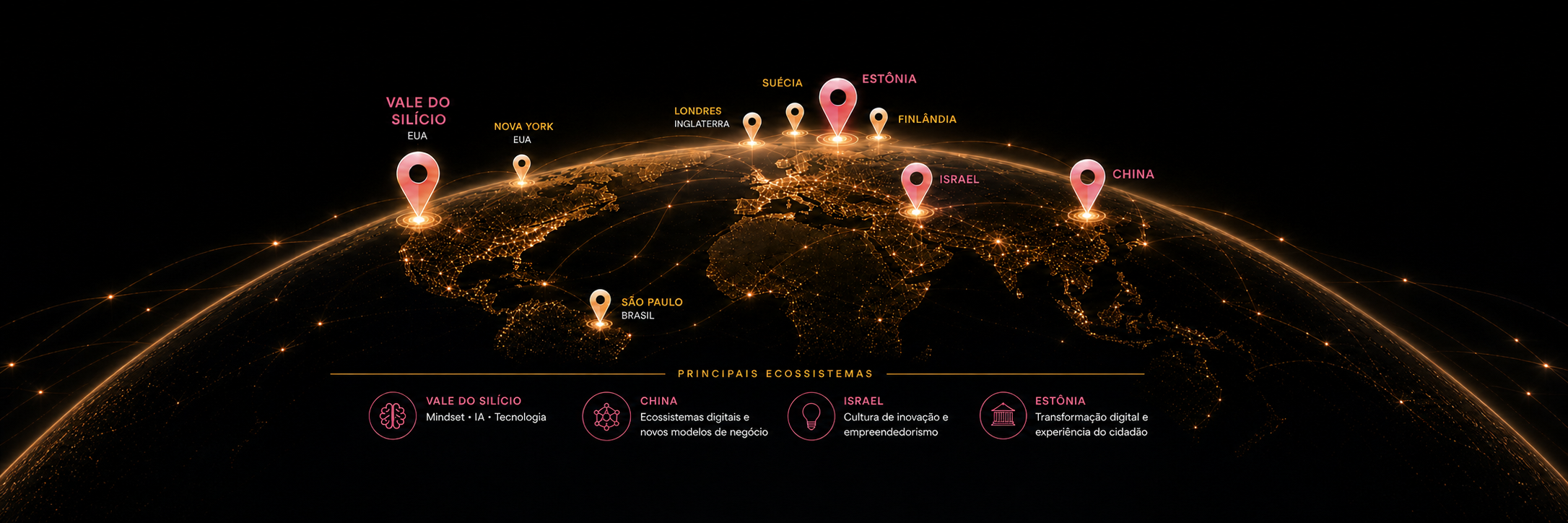 Mapa dos lugares visitados por Mariane Dib
